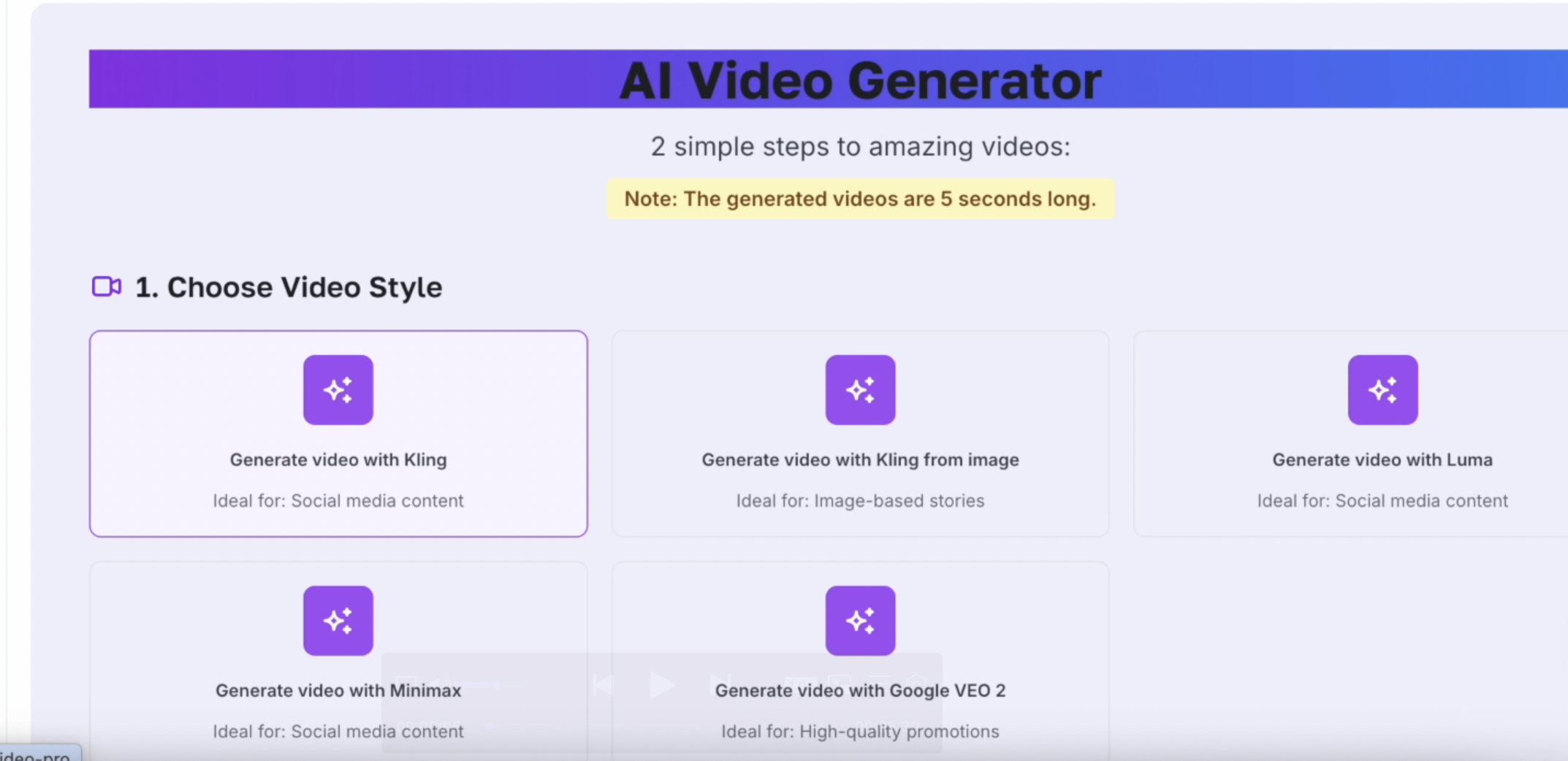 Screenshot: Model Selection Interface