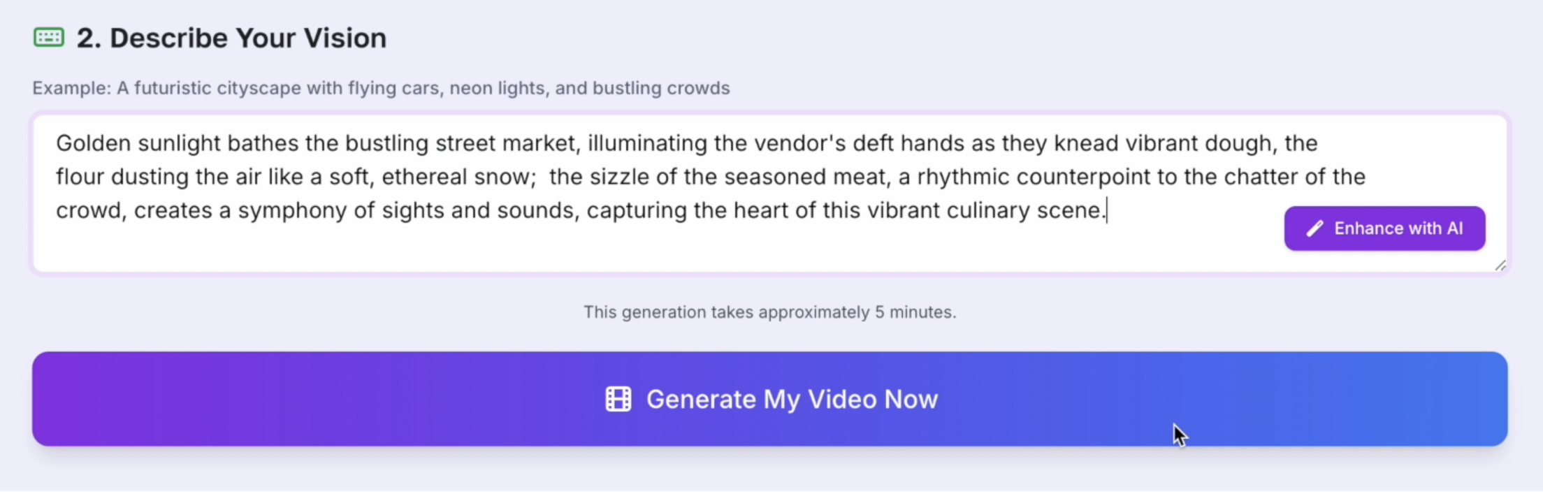 Screenshot: Prompt Writing Interface